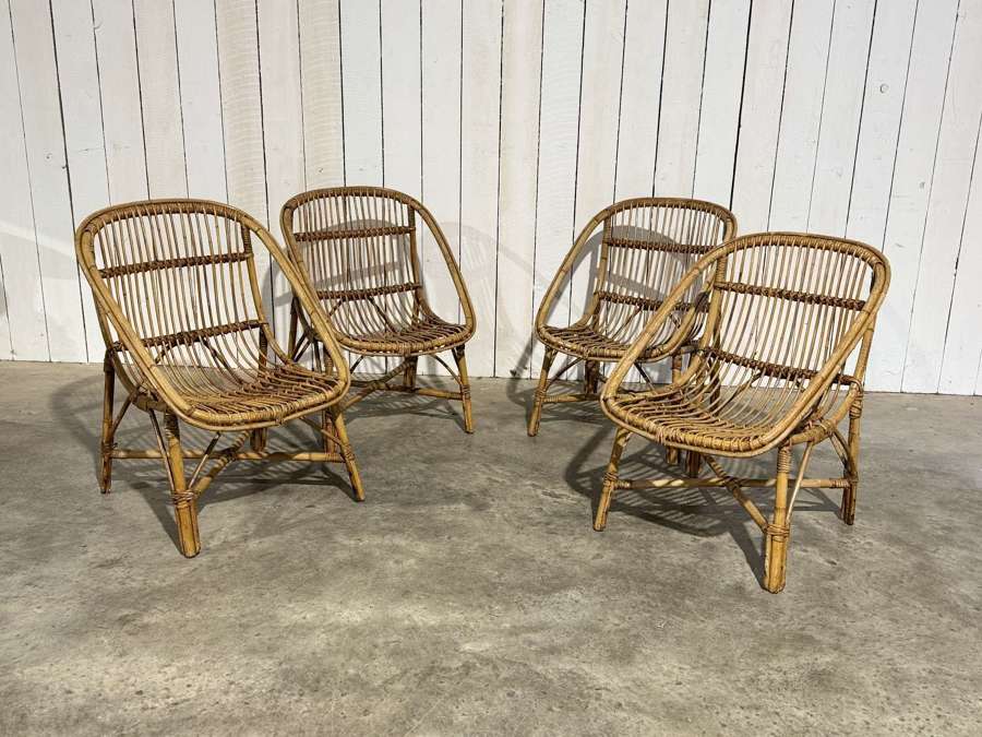 Set of 4 bamboo chairs