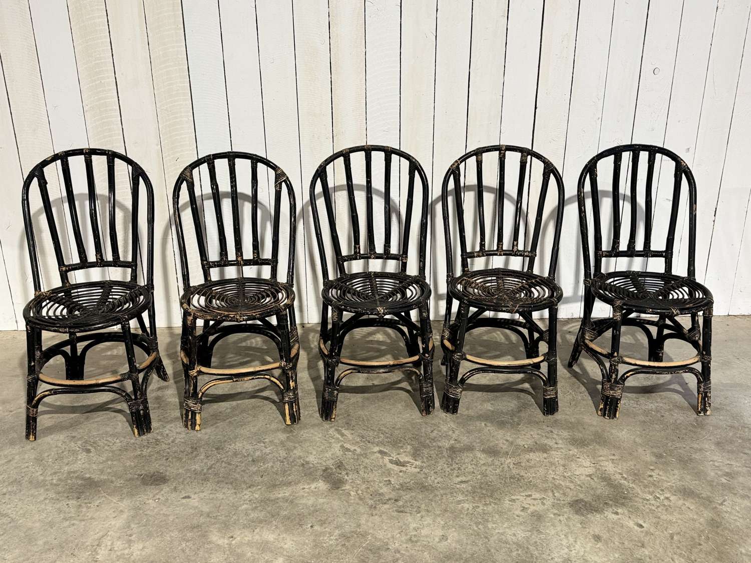 A set of 5 x 20th century bamboo chairs