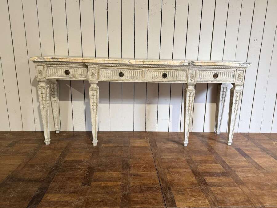 George III style painted marble top console English circa 1900