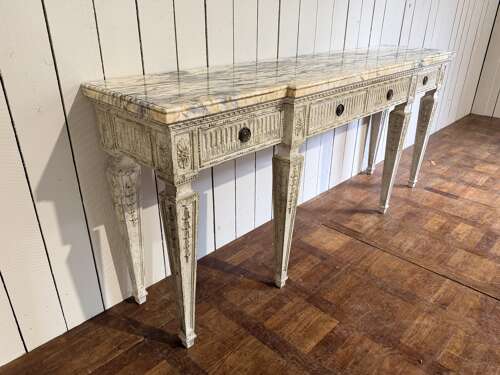 George III style painted marble top console English circa 1900