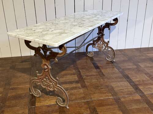 French marble topbistro table with cast iron base circa 1870