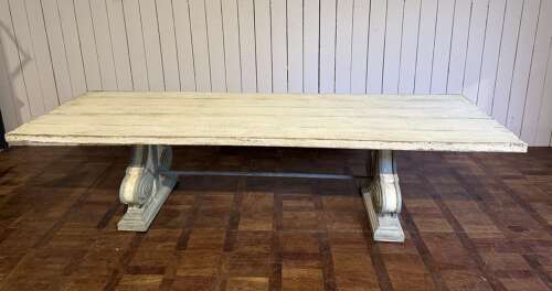 Large Italian painted dining table with carved supports  circa 1920