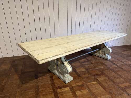 Large Italian painted dining table with carved supports  circa 1920