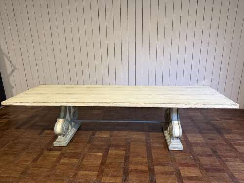 Large Italian painted dining table with carved supports  circa 1920