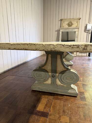 Large Italian painted dining table with carved supports  circa 1920