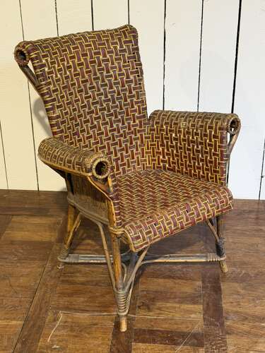 Wicker arm chair France 1900