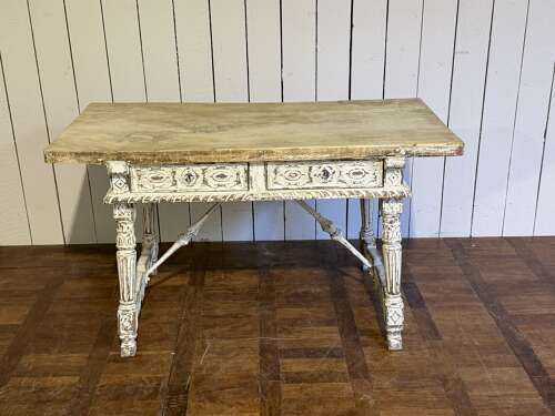 Carved oak painted-base centre table circa 1900