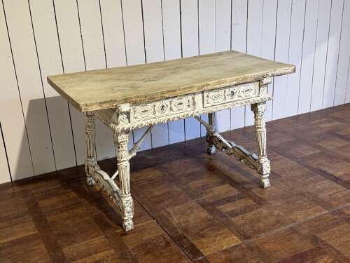 Carved oak painted-base centre table circa 1900